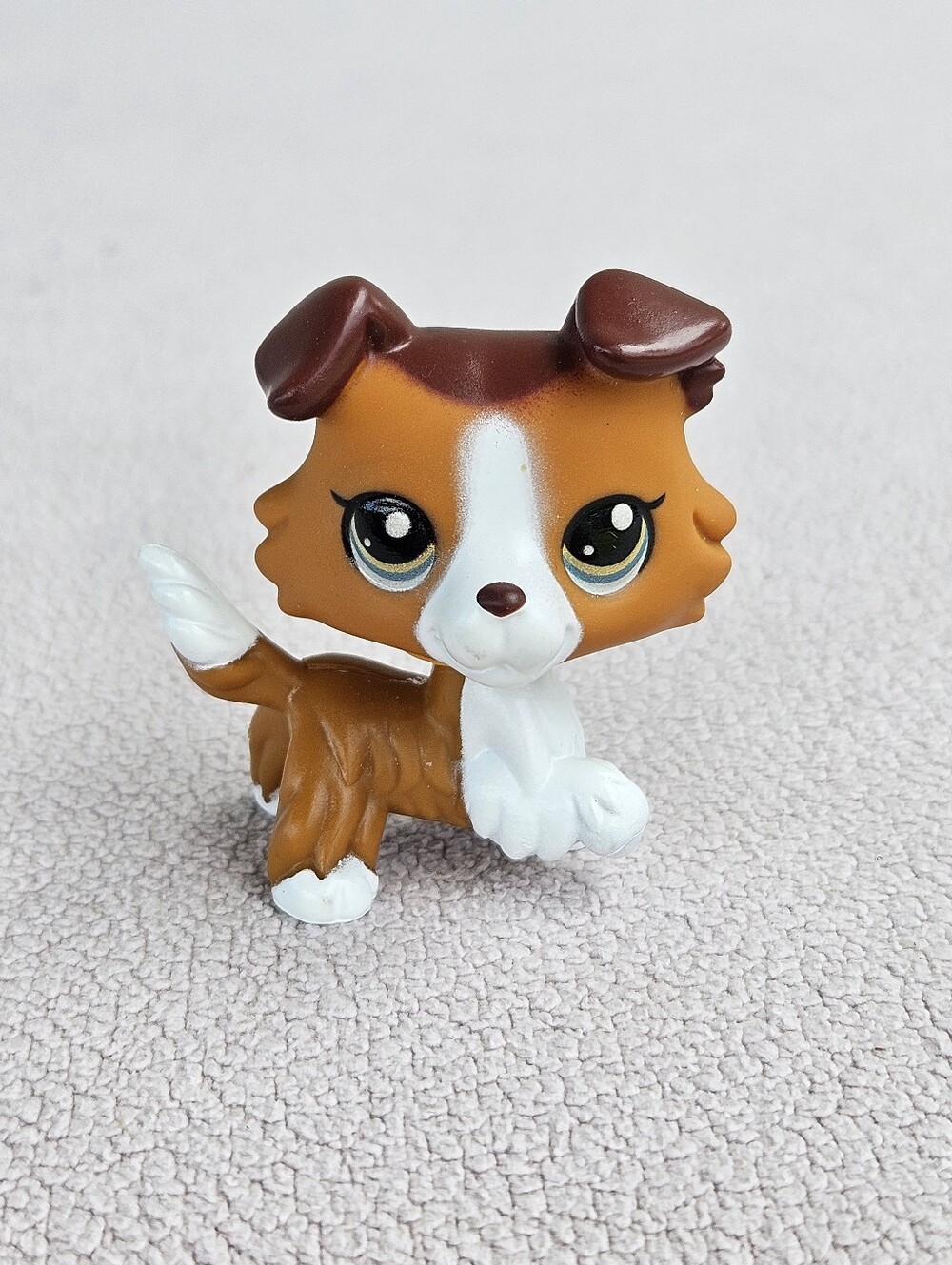Littlest Pet Shop Collie G7 #151 Orange White Dog Puppy LPS Paw Up Shake